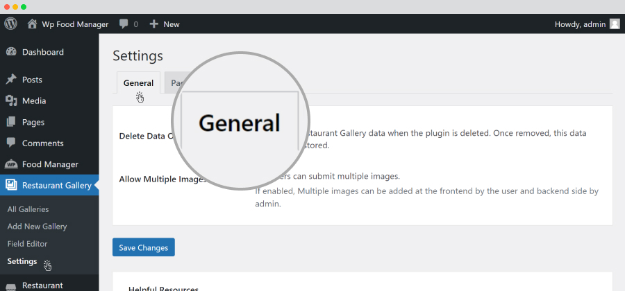 admin-restaurant gallery-setting-general